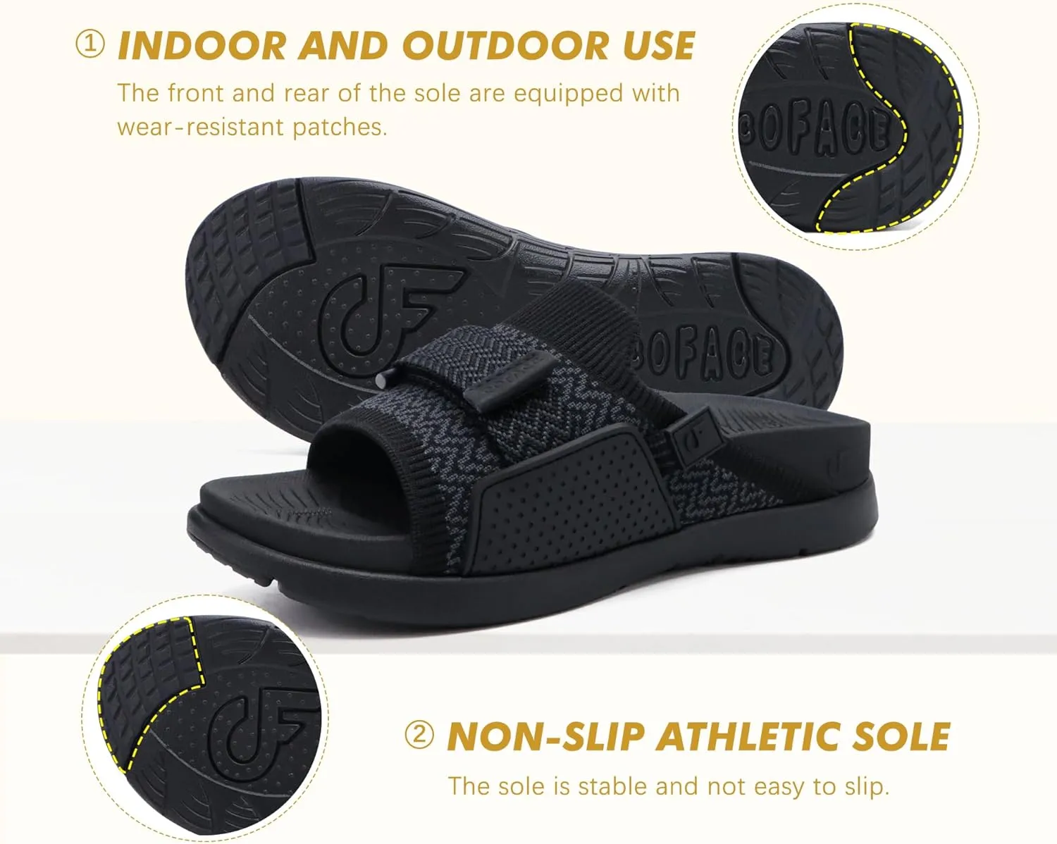COFACE Women’s Orthotic Sandals Comfortable Plantar Fasciitis Arch Support Sandal Slippers Ladies Fashion Fabric Kint Slides Sandals with Lightweight Athletic Soft Cushion Footbed (US Size 5-11)
