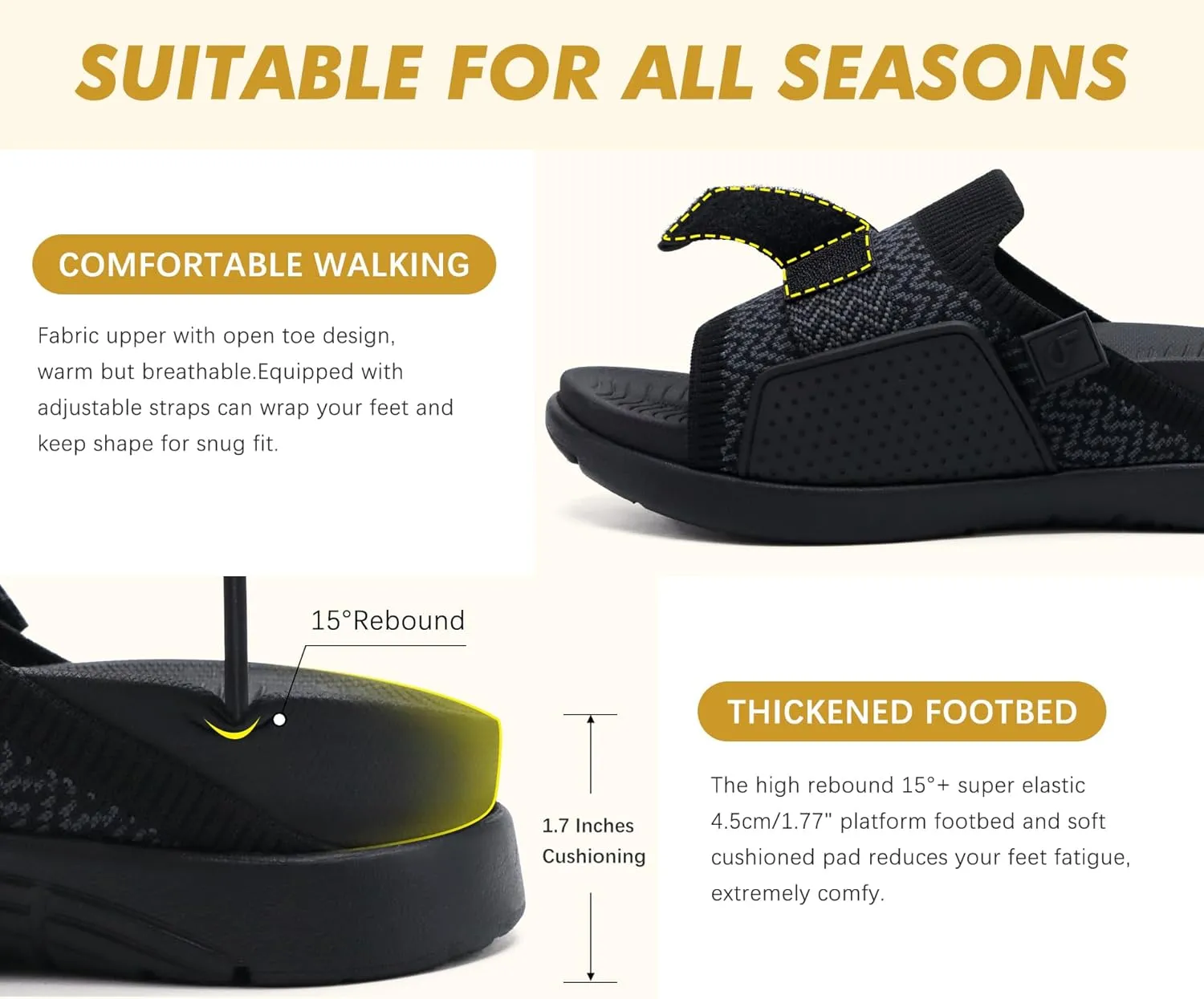 COFACE Women’s Orthotic Sandals Comfortable Plantar Fasciitis Arch Support Sandal Slippers Ladies Fashion Fabric Kint Slides Sandals with Lightweight Athletic Soft Cushion Footbed (US Size 5-11)