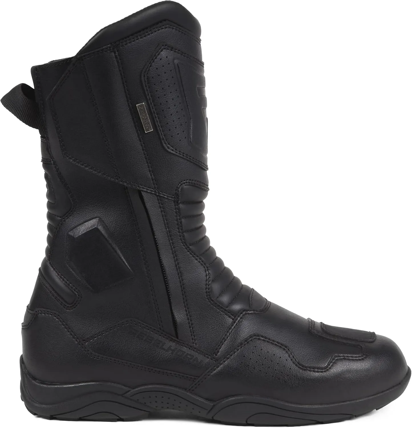 Compass SympaTex membrane motorcycle boots, heel and ankle protection and stiffened toe, non-slip sole, two long zips, black, 10