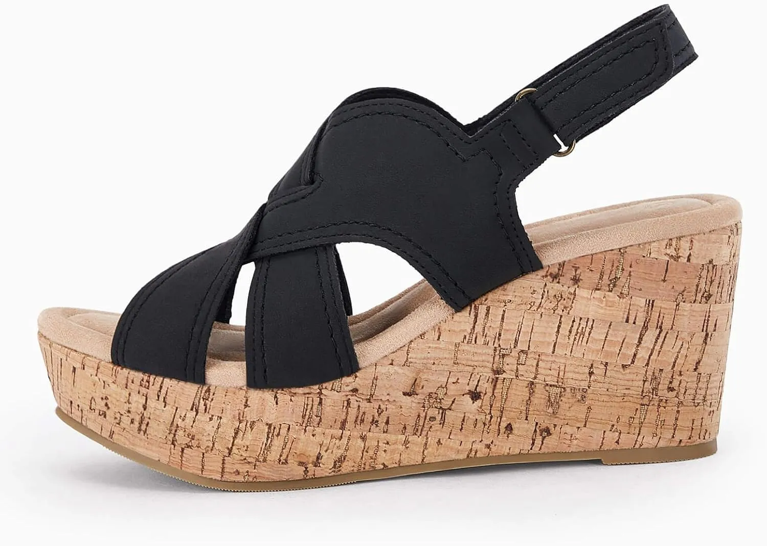 Coutgo Wedge Sandals for Womens Platform Open Toe Heels Cork Summer Dress Shoes