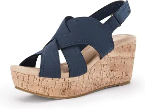 Coutgo Wedge Sandals for Womens Platform Open Toe Heels Cork Summer Dress Shoes