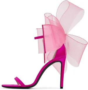 Coutgo Women's Bow Heels Open Toe Stiletto Heels One Strap Party Summer High Heeled Sandals Asymmetric Non-Removable Bow Knot