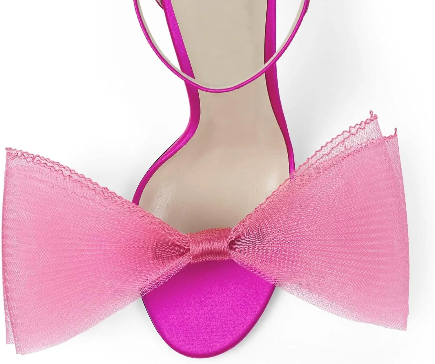 Coutgo Women's Bow Heels Open Toe Stiletto Heels One Strap Party Summer High Heeled Sandals Asymmetric Non-Removable Bow Knot