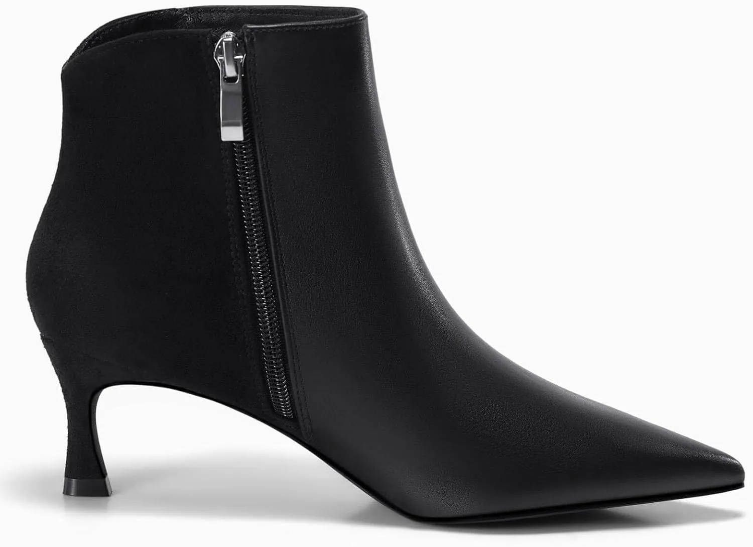 Coutgo Womens Kitten Heel Ankle Boots Pointed Toe Side Zipper Fall Winter Booties Shoes