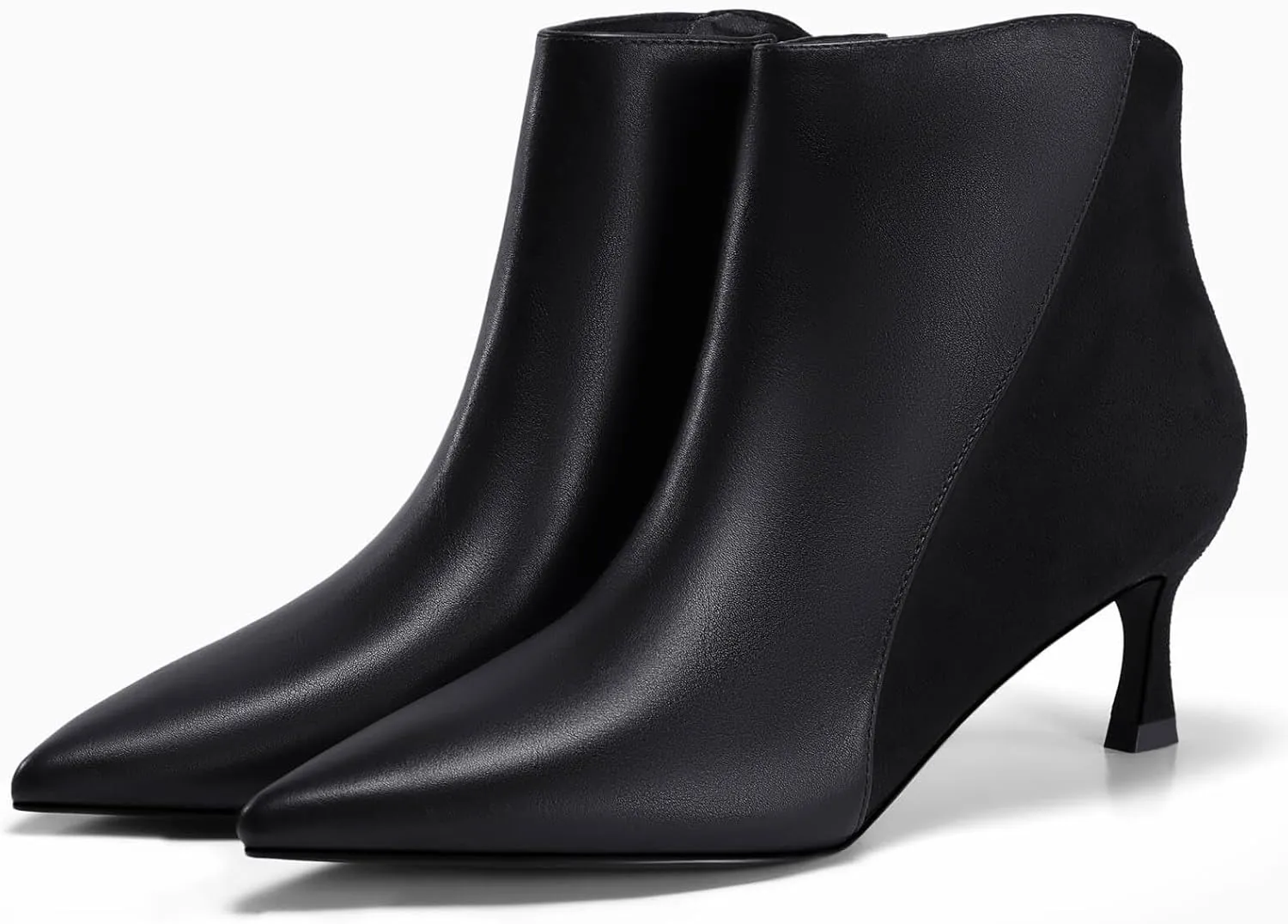 Coutgo Womens Kitten Heel Ankle Boots Pointed Toe Side Zipper Fall Winter Booties Shoes