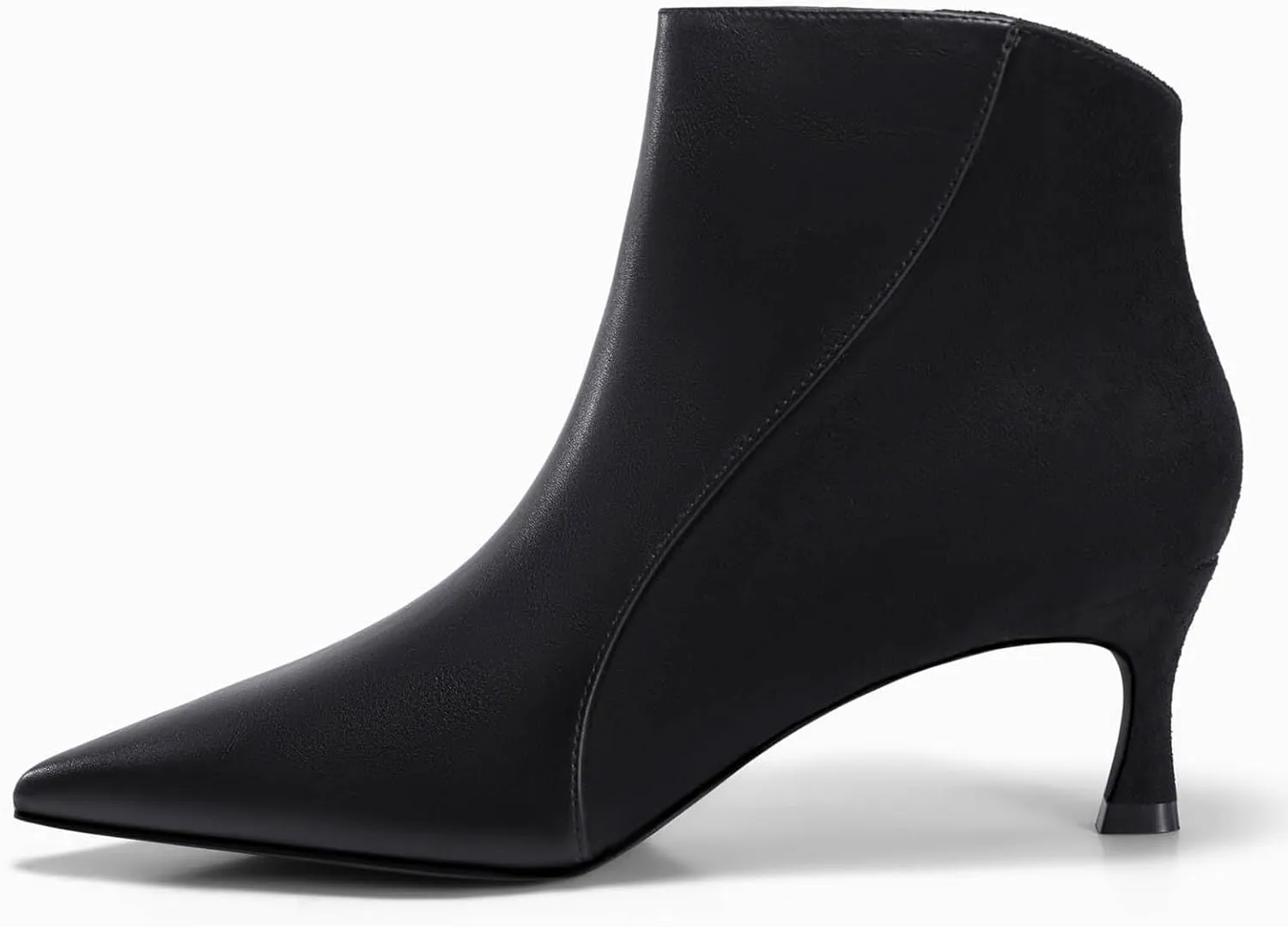 Coutgo Womens Kitten Heel Ankle Boots Pointed Toe Side Zipper Fall Winter Booties Shoes