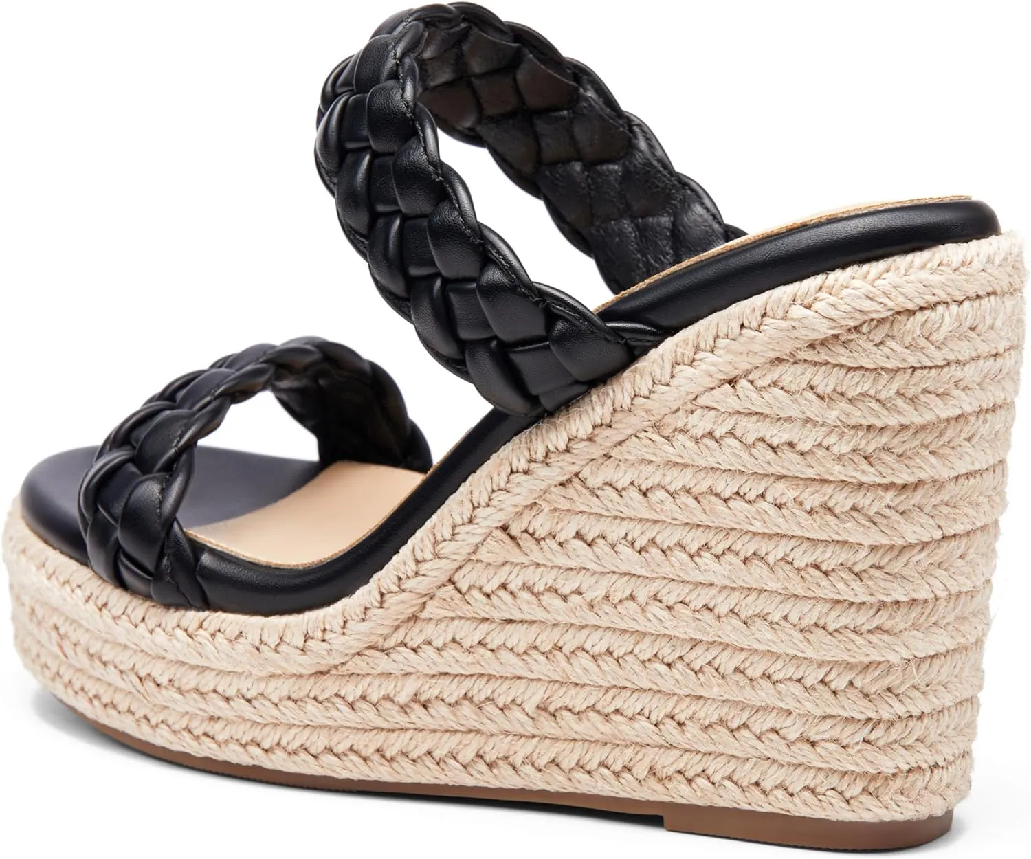 Coutgo Womens Wedge Platform Sandals Espadrilles Two Strap Woven Slip On Summer Cute Slide Sandals