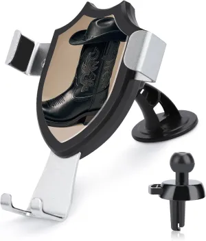 Cowboy Black Hat Western BootsPrinted Suction Cup Phone Holder Car Phone Holder, Suitable for Car Dashboard, Windshield, Vents.