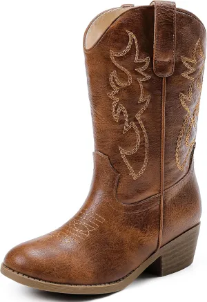 Cowboy Boots for Girls Pointed Toe Kids Cowgirl Boots Mid Calf Western Youth Cowgirl Boots Horse Riding Party for Toddler Little Big Kids