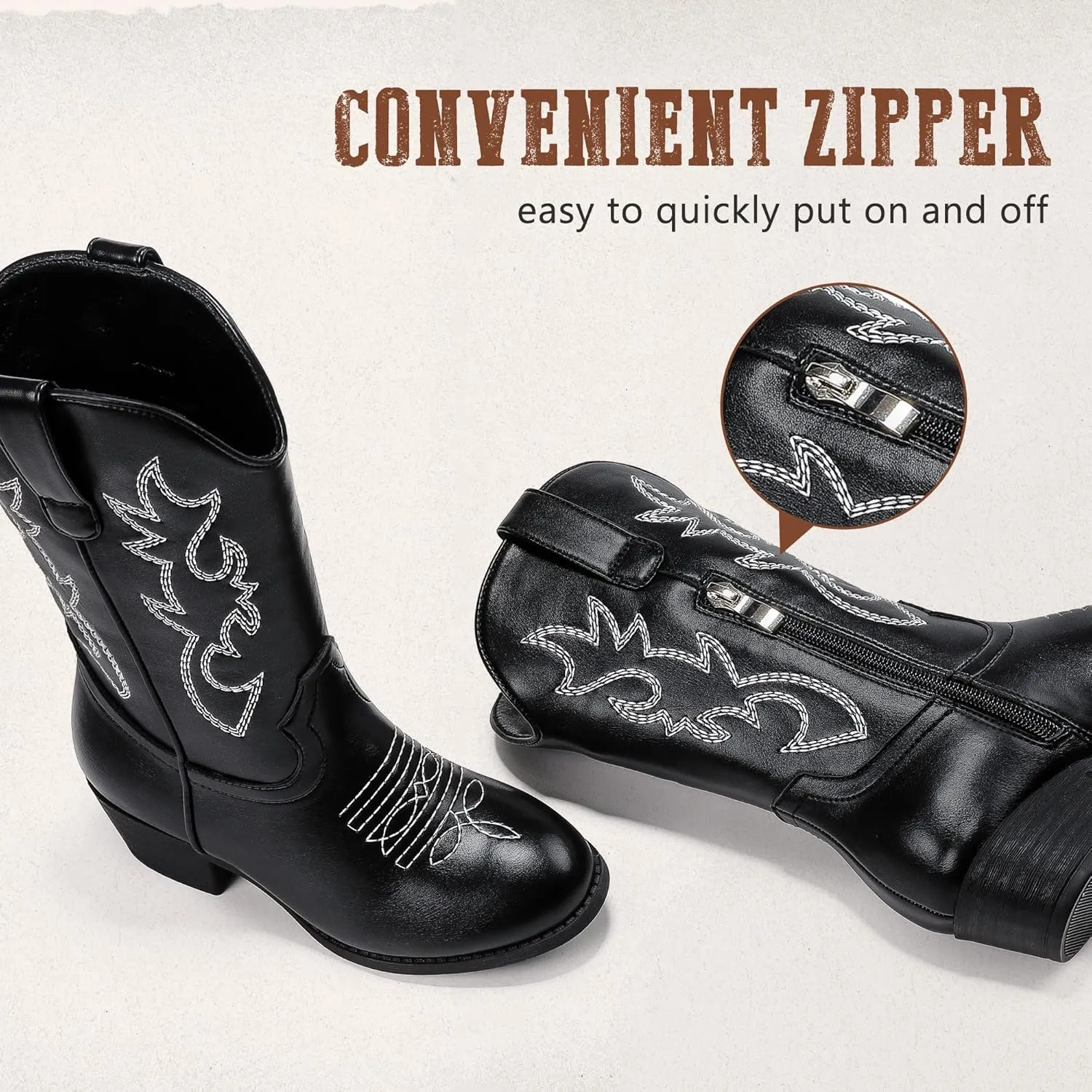 Cowboy Boots for Girls Pointed Toe Kids Cowgirl Boots Mid Calf Western Youth Cowgirl Boots Horse Riding Party for Toddler Little Big Kids