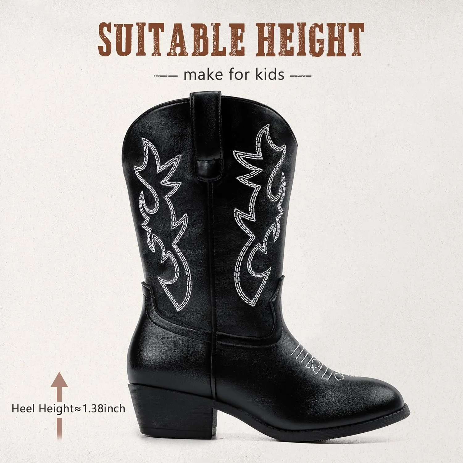 Cowboy Boots for Girls Pointed Toe Kids Cowgirl Boots Mid Calf Western Youth Cowgirl Boots Horse Riding Party for Toddler Little Big Kids