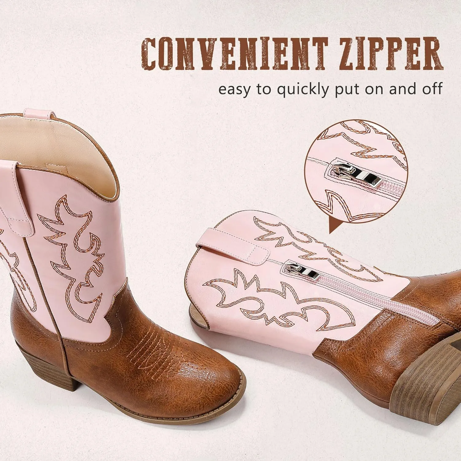 Cowboy Boots for Girls Pointed Toe Kids Cowgirl Boots Mid Calf Western Youth Cowgirl Boots Horse Riding Party for Toddler Little Big Kids