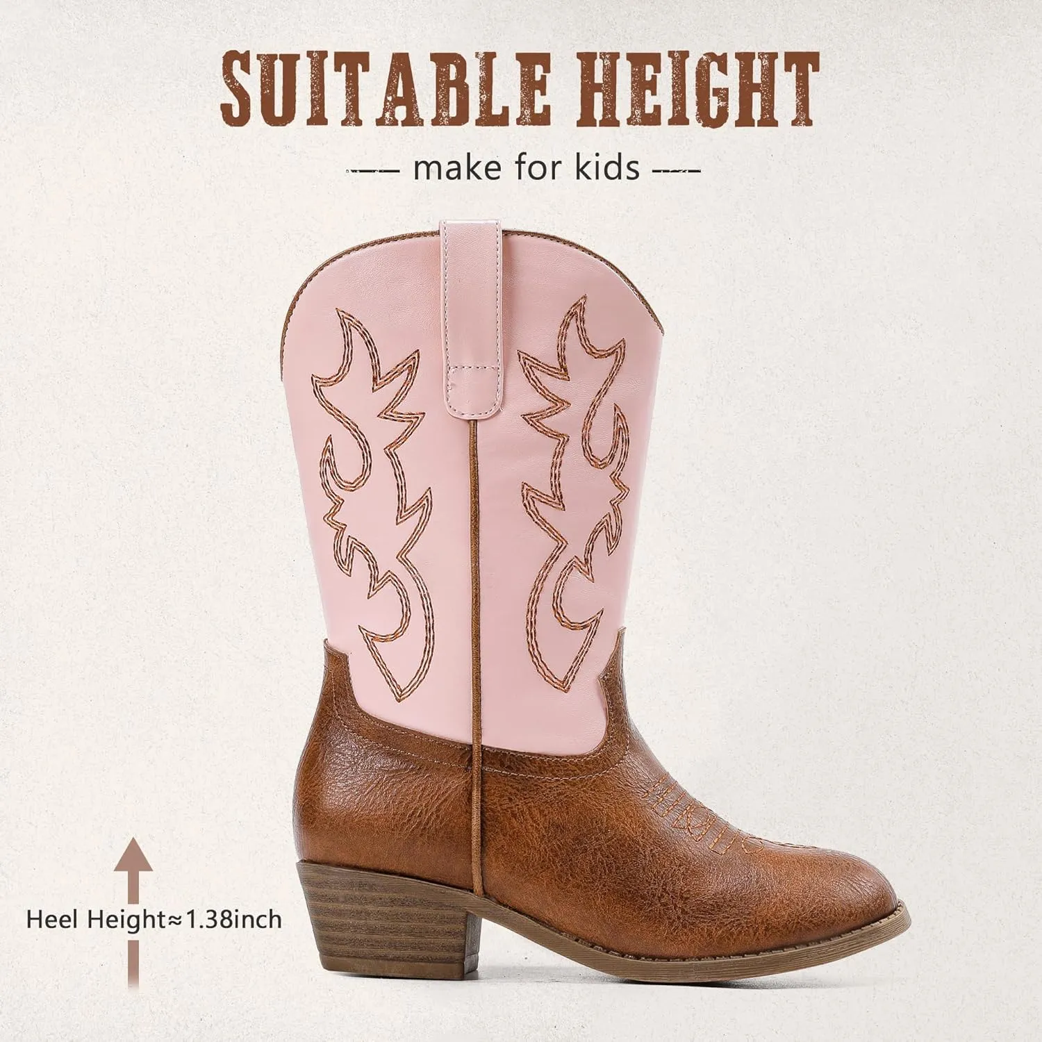 Cowboy Boots for Girls Pointed Toe Kids Cowgirl Boots Mid Calf Western Youth Cowgirl Boots Horse Riding Party for Toddler Little Big Kids