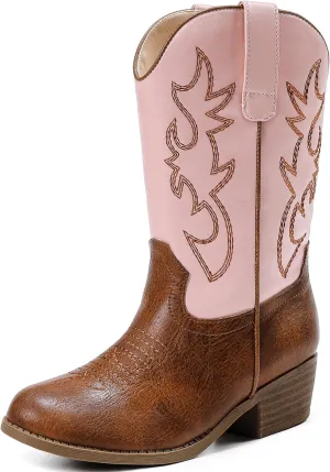 Cowboy Boots for Girls Pointed Toe Kids Cowgirl Boots Mid Calf Western Youth Cowgirl Boots Horse Riding Party for Toddler Little Big Kids