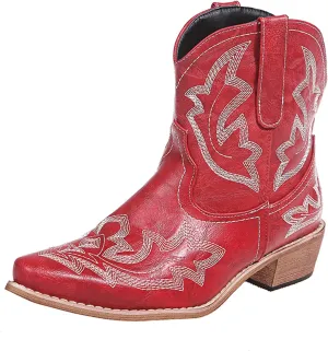 Cowboy Boots for Women Cowgirl Western Ankle Booties Pointed Toe Low Chunky Heel Embroidered Classic Short
