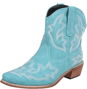 Cowboy Boots for Women Cowgirl Western Ankle Booties Pointed Toe Low Chunky Heel Embroidered Classic Short
