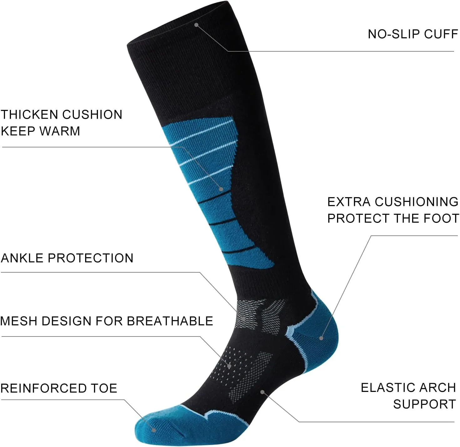 CS CELERSPORT 2/3/4 Pack Ski Socks for Men and Women Skiing, Snowboarding, Winter Performance Socks