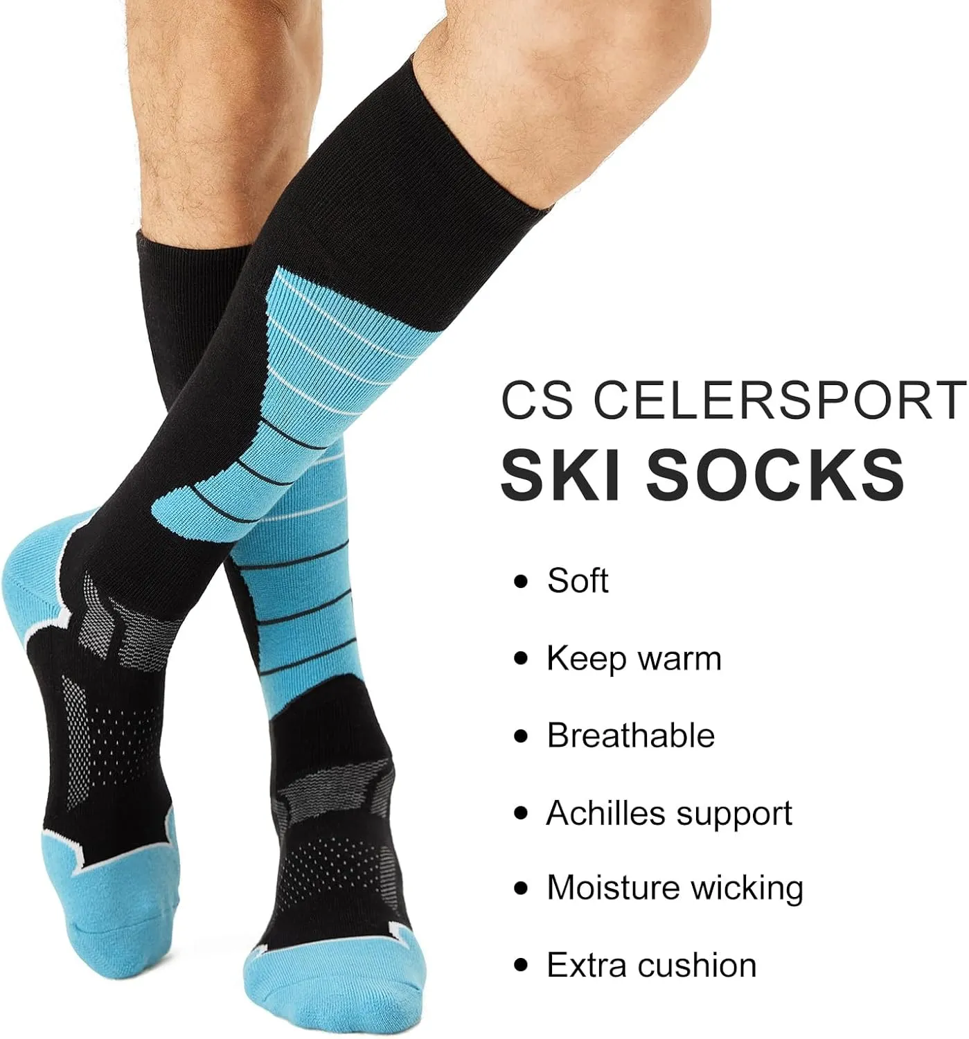 CS CELERSPORT 2/3/4 Pack Ski Socks for Men and Women Skiing, Snowboarding, Winter Performance Socks