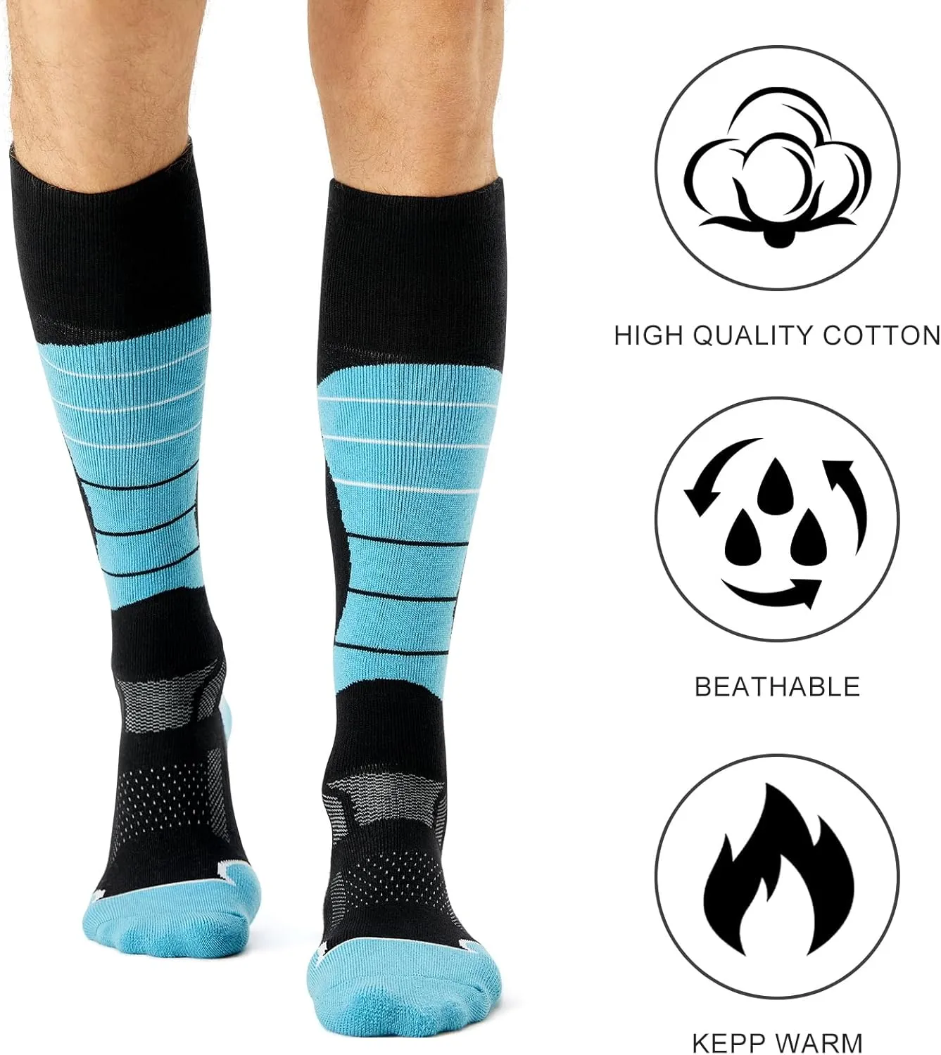 CS CELERSPORT 2/3/4 Pack Ski Socks for Men and Women Skiing, Snowboarding, Winter Performance Socks
