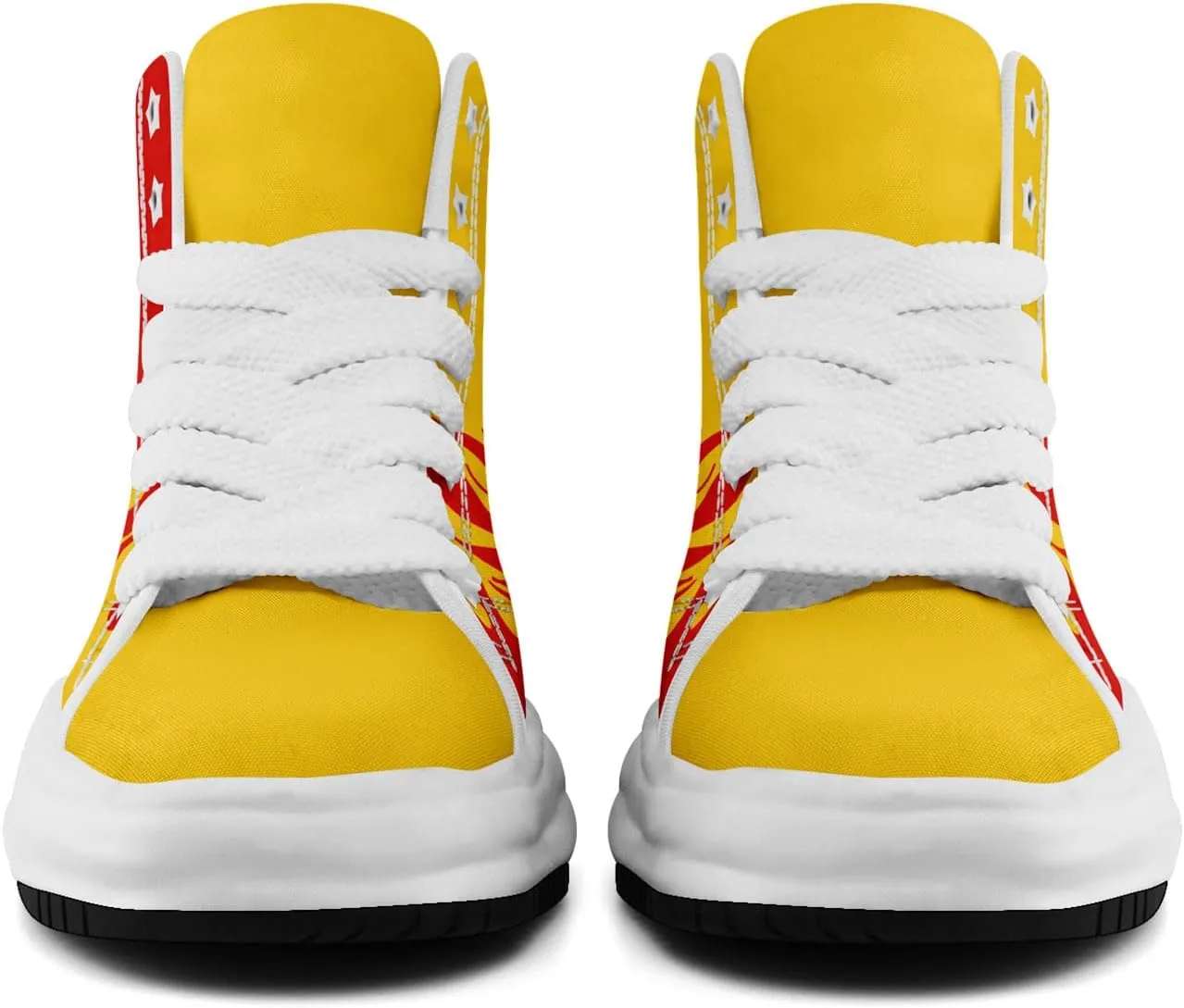 Custom Flame High-Top Platform Sneakers, Fashion Chunky Elevated Canvas Trainers for Streetwear Race Casual Footwear