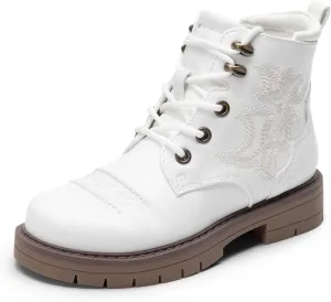 DREAM PAIRS Boys Girls Combat Ankle Boots Cowboy Cowgirl Western Embroidered Side Zipper Booties Toddler/Little Kid/Big Kid