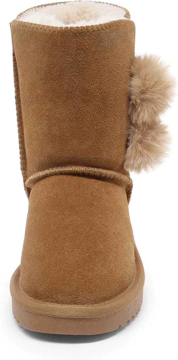 DREAM PAIRS Girls Boots Kids Boys Winter Snow Suede Mid Calf Boots Faux Fur Lined FuzzyChic Kid's Lolly for Little Kid/Big Kid