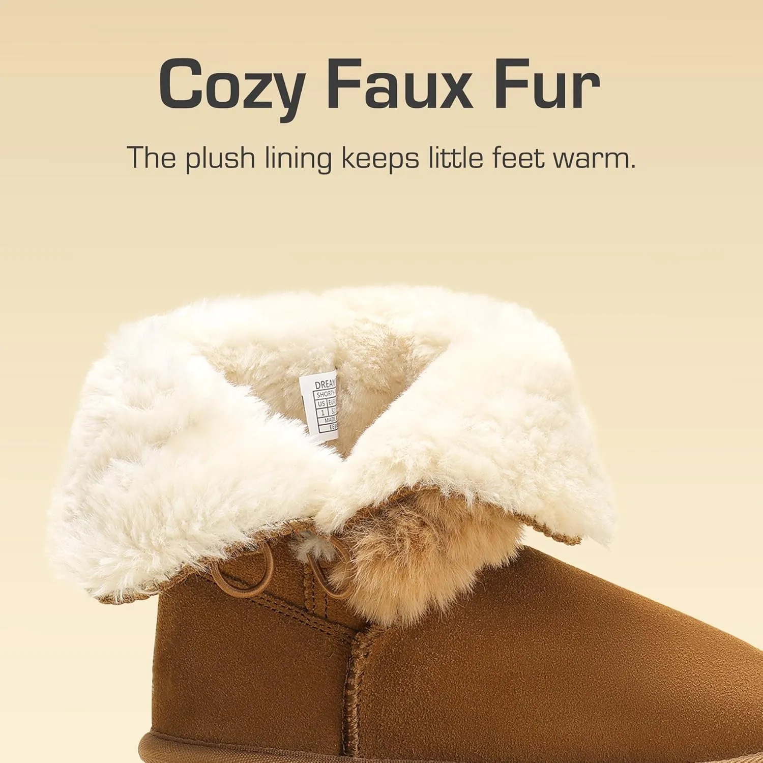 DREAM PAIRS Girls Boots Kids Boys Winter Snow Suede Mid Calf Boots Faux Fur Lined FuzzyChic Kid's Lolly for Little Kid/Big Kid