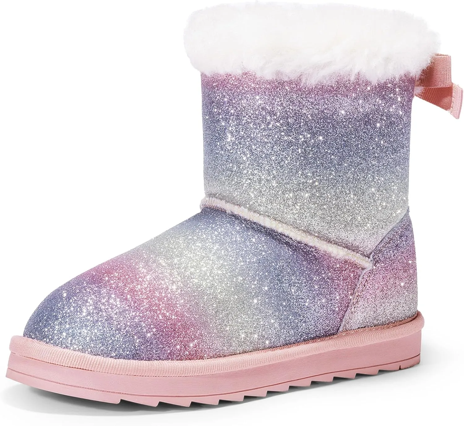 DREAM PAIRS Girls Boots Kids Winter Faux Fur Warm Snow Ankle FuzzyChic Kid's Bow Boots for Toddler/Little Kid