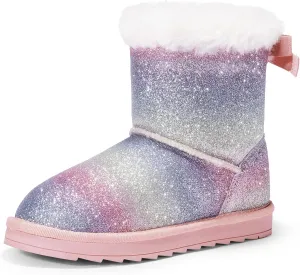 DREAM PAIRS Girls Boots Kids Winter Faux Fur Warm Snow Ankle FuzzyChic Kid's Bow Boots for Toddler/Little Kid