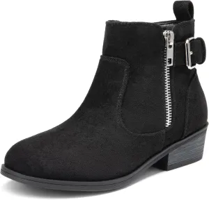 DREAM PAIRS Girls Boots Low Heel Side Zipper Ankle Booties Little Kid/Big Kid
