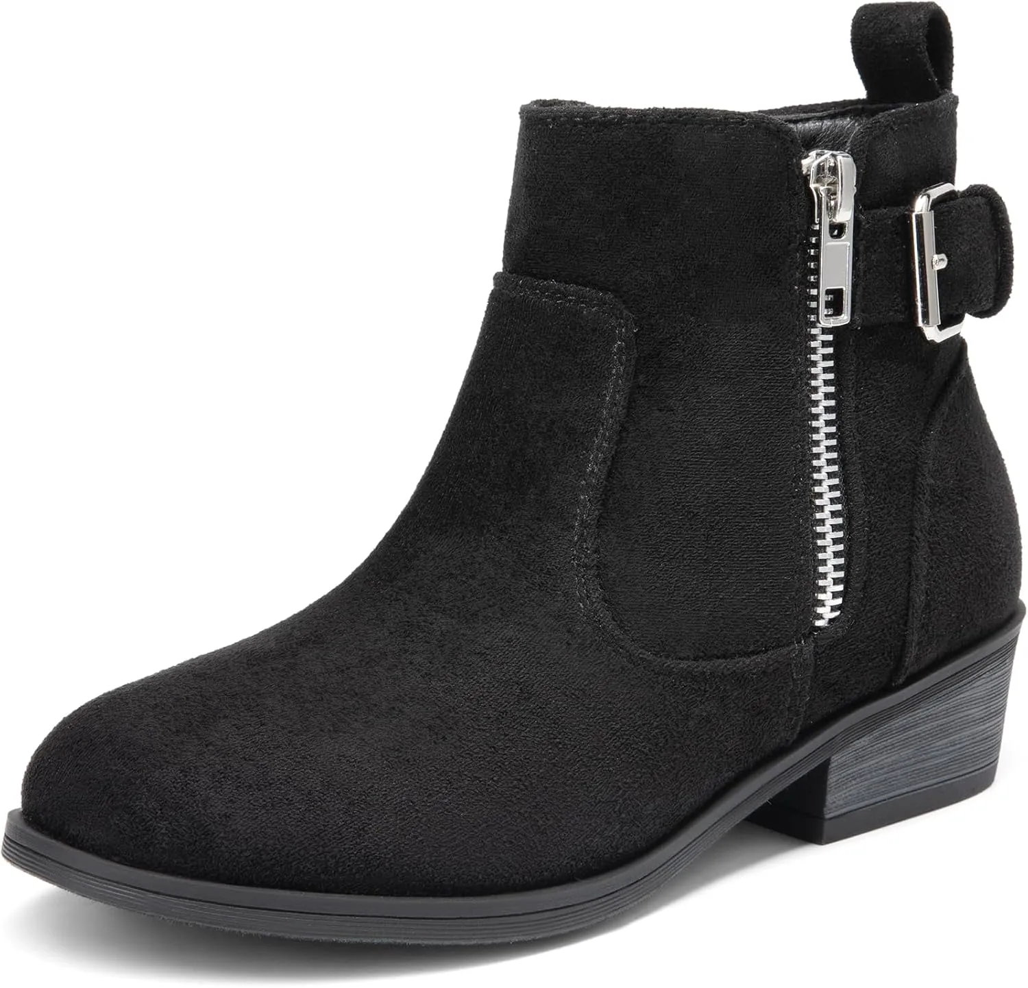 DREAM PAIRS Girls Boots Low Heel Side Zipper Ankle Booties Little Kid/Big Kid