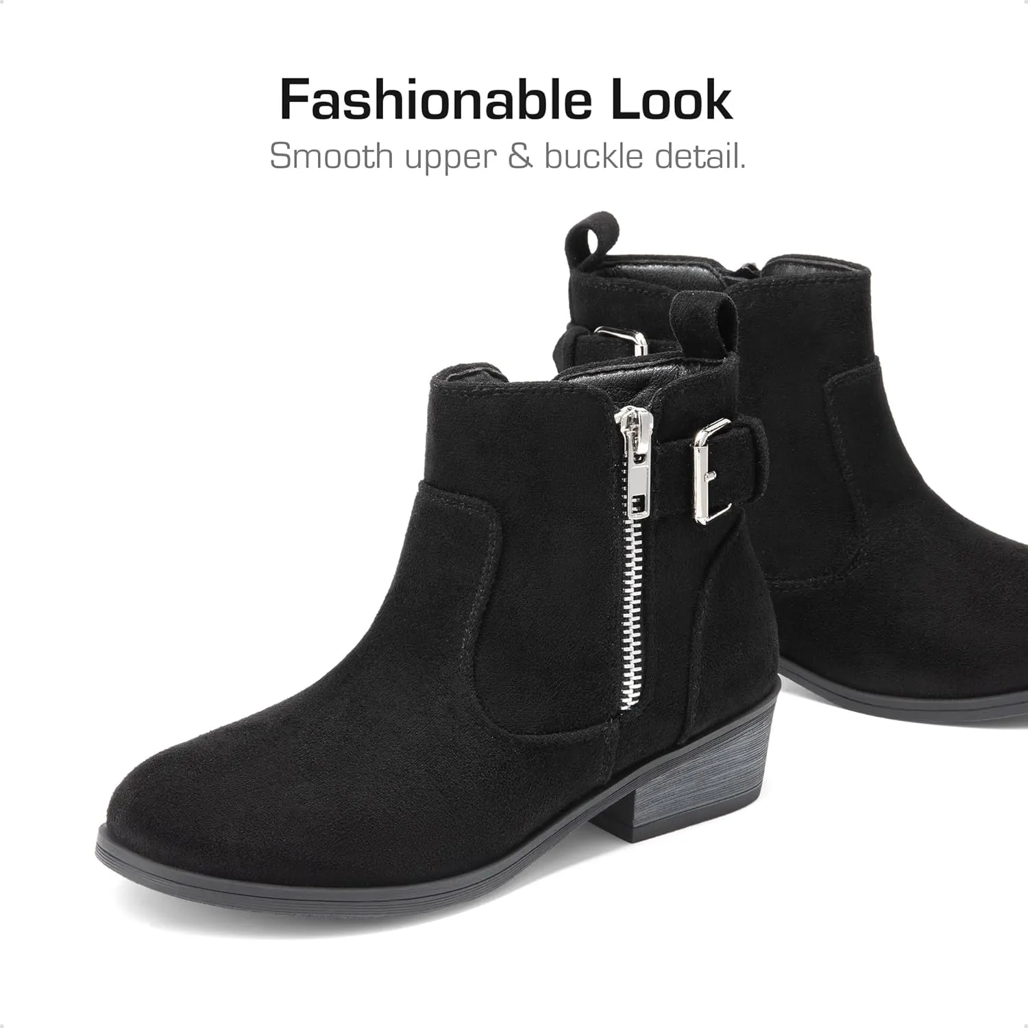 DREAM PAIRS Girls Boots Low Heel Side Zipper Ankle Booties Little Kid/Big Kid