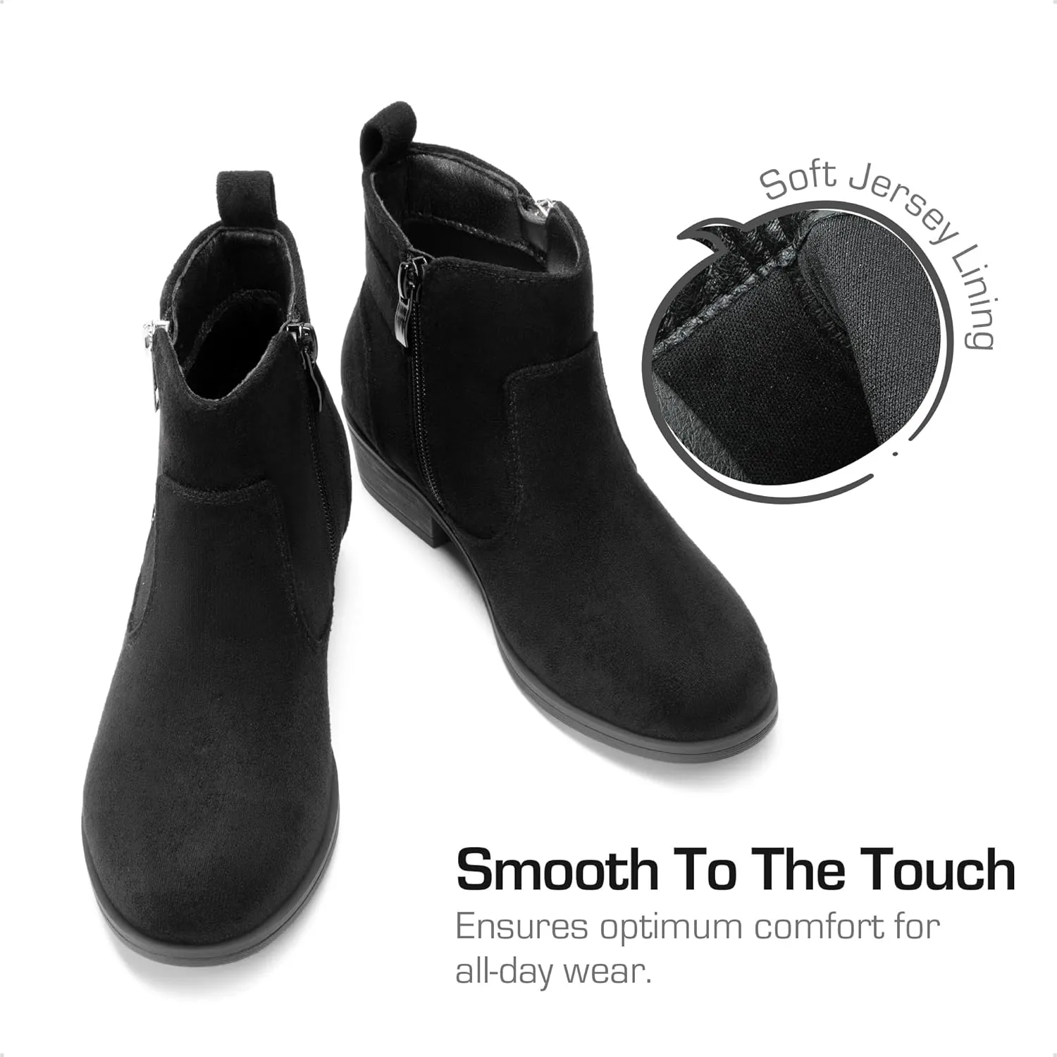 DREAM PAIRS Girls Boots Low Heel Side Zipper Ankle Booties Little Kid/Big Kid