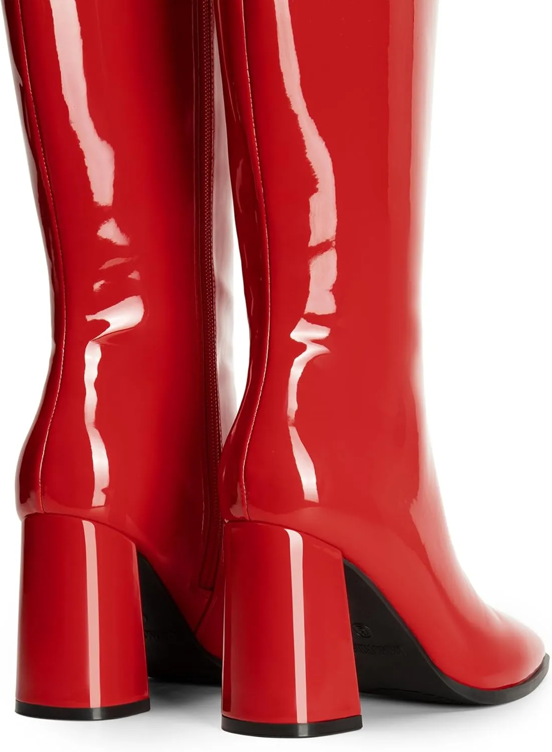 DREAM PAIRS Knee High Boots for Women Square Toe Gogo Chunky Heel with Side Zip