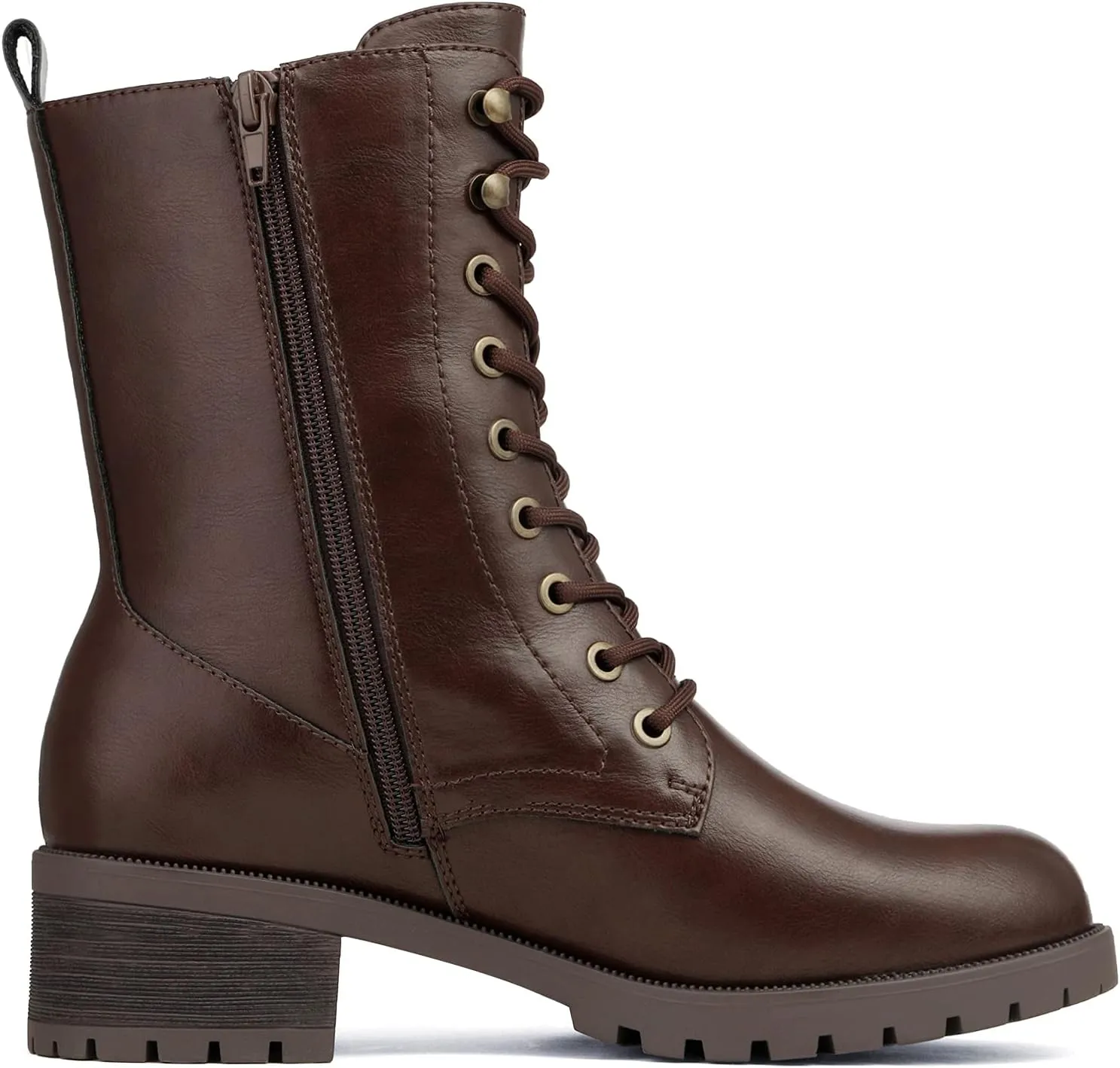 DREAM PAIRS Lace-up Combat Boots Mid-calf Military Winter Boot for Women