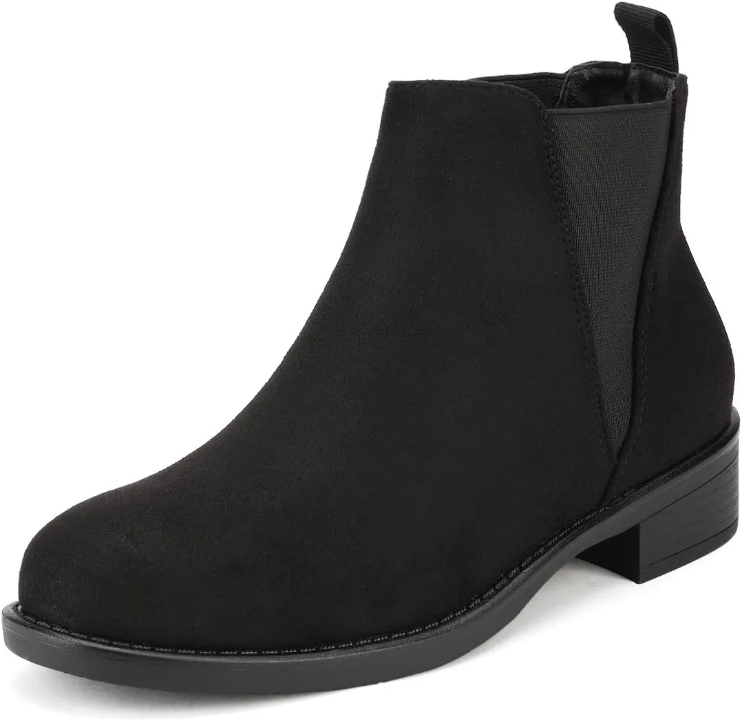 DREAM PAIRS Women's Ankle Boots Chunky Low Heel Chelsea Booties Slip On Elastic Fall Short Boots