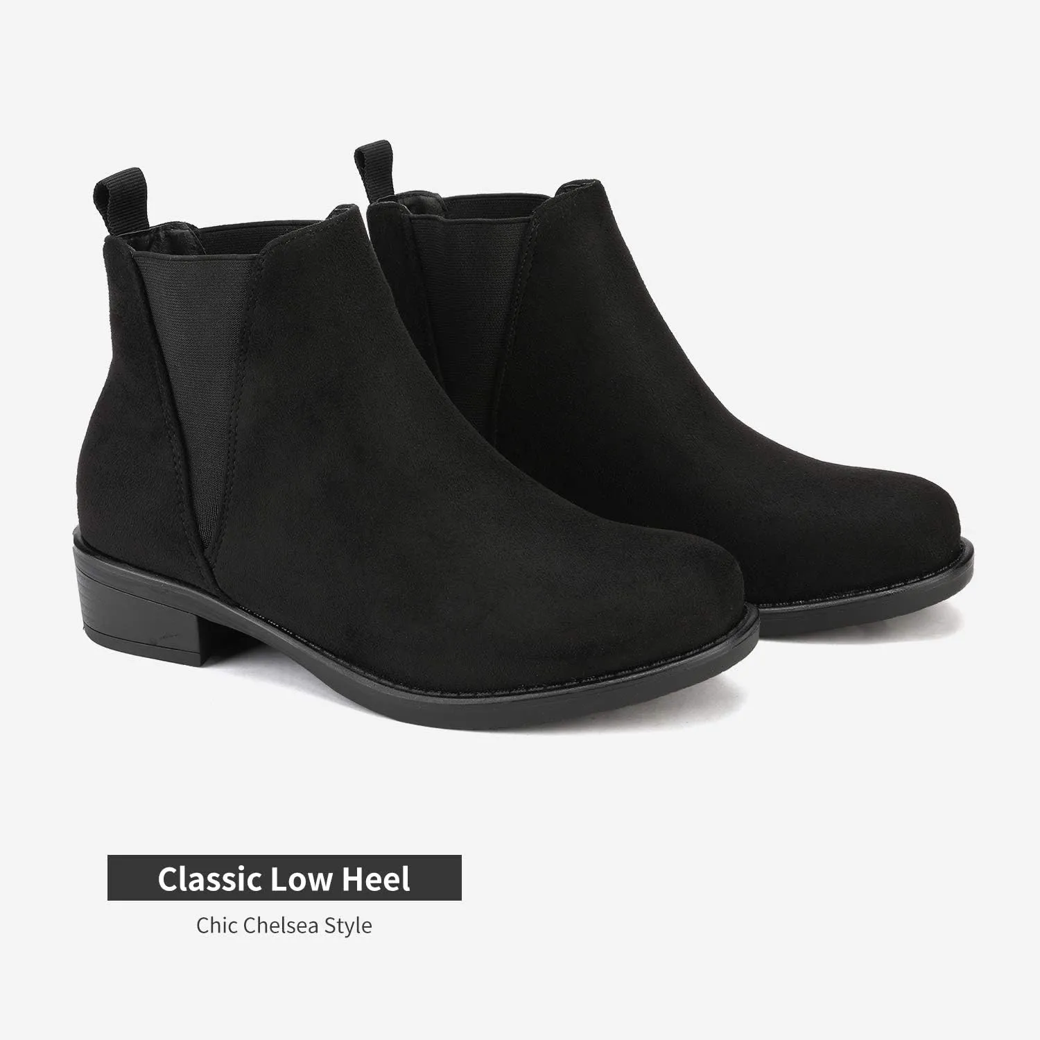 DREAM PAIRS Women's Ankle Boots Chunky Low Heel Chelsea Booties Slip On Elastic Fall Short Boots