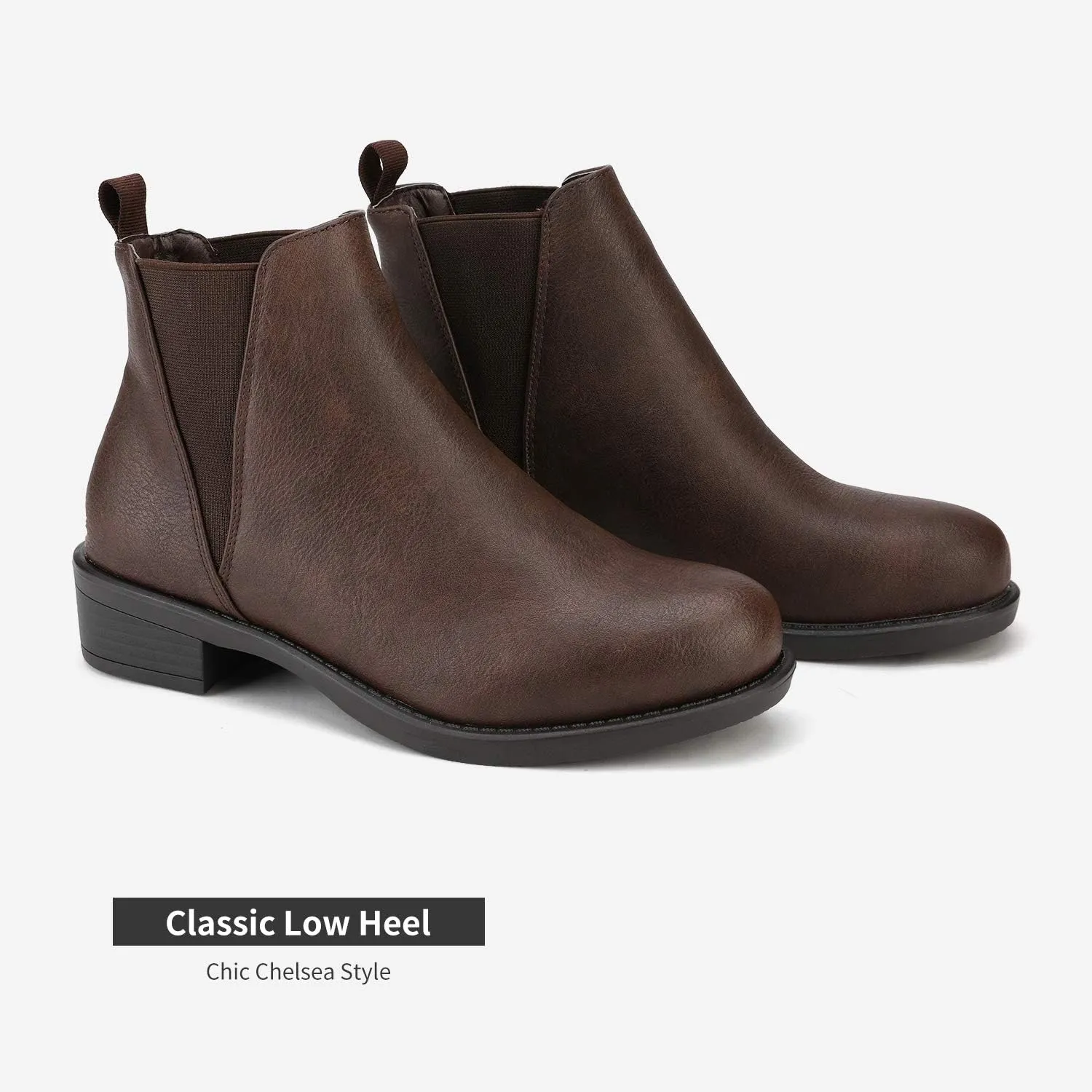 DREAM PAIRS Women's Ankle Boots Chunky Low Heel Chelsea Booties Slip On Elastic Fall Short Boots