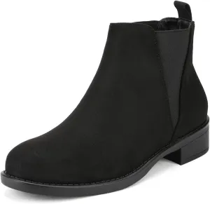 DREAM PAIRS Women's Ankle Boots Chunky Low Heel Chelsea Booties Slip On Elastic Fall Short Boots