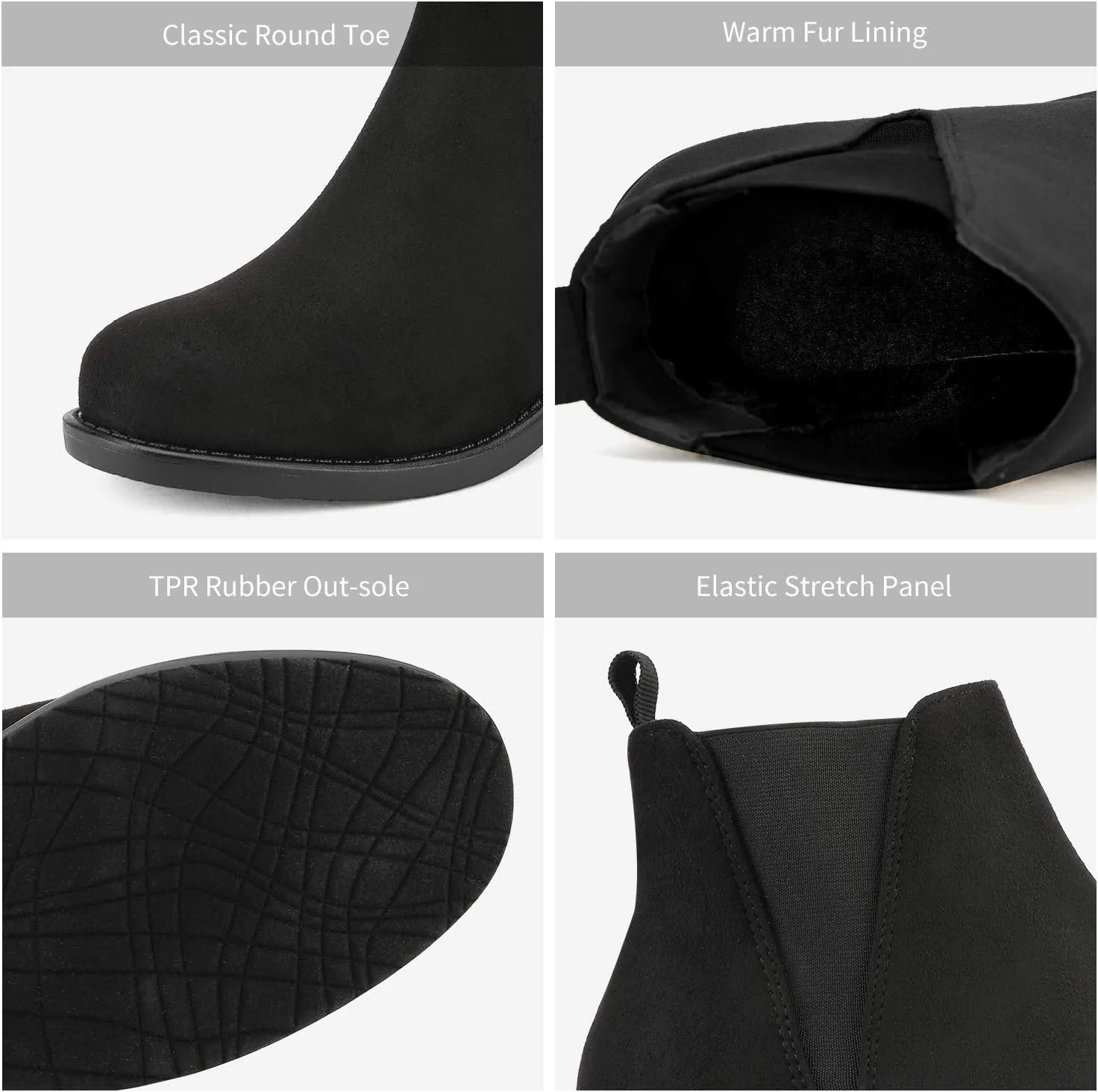 DREAM PAIRS Women's Ankle Boots Chunky Low Heel Chelsea Booties Slip On Elastic Fall Short Boots
