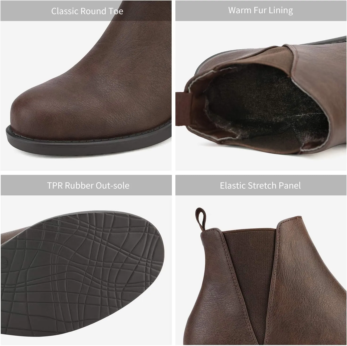 DREAM PAIRS Women's Ankle Boots Chunky Low Heel Chelsea Booties Slip On Elastic Fall Short Boots