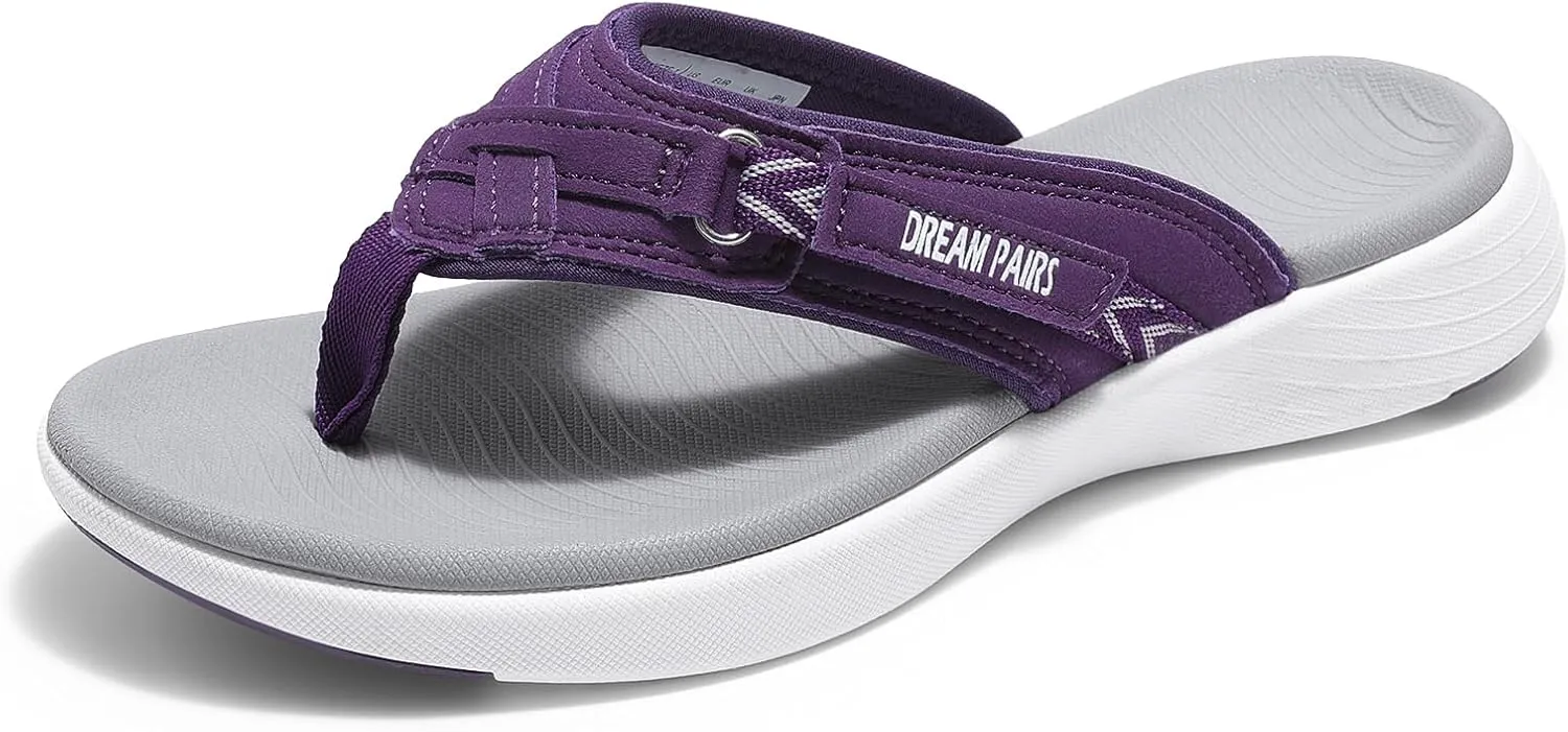 DREAM PAIRS Women's Arch Support Flip Flops Comfortable Thong Sandals