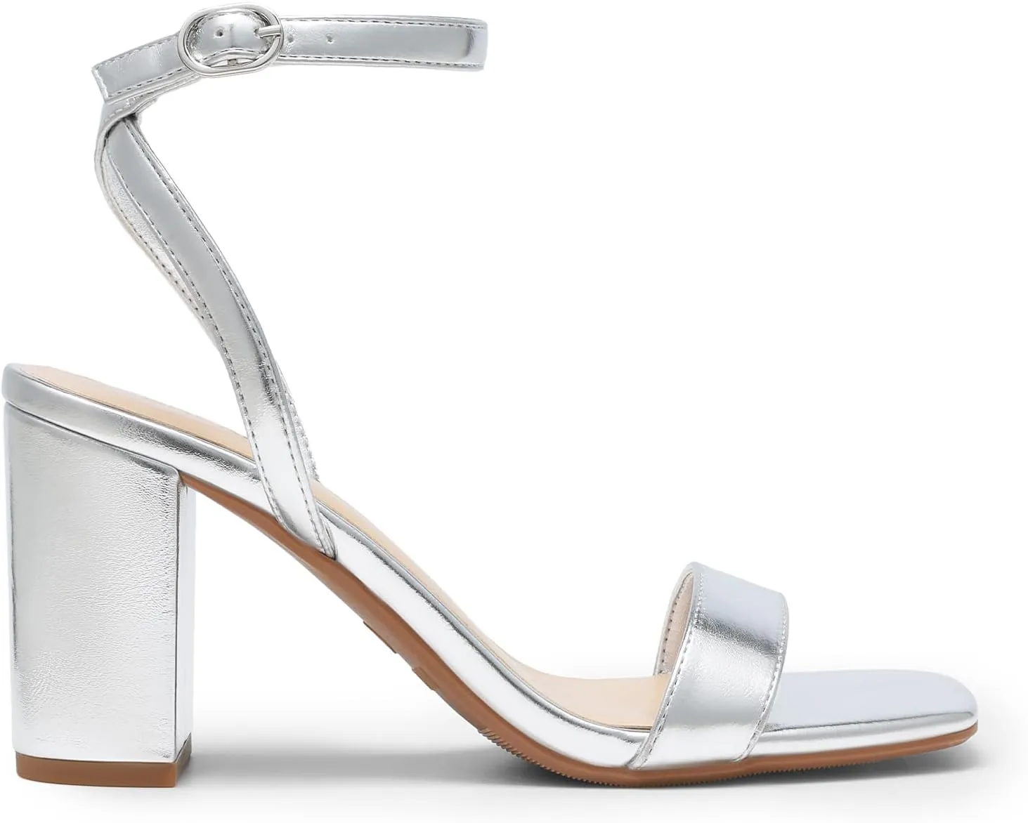 DREAM PAIRS Women's Chunky Heels Square Open Toe Ankle Buckle Strappy Block Heeled Sandals for Party Wedding Daily