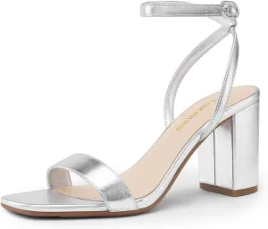 DREAM PAIRS Women's Chunky Heels Square Open Toe Ankle Buckle Strappy Block Heeled Sandals for Party Wedding Daily