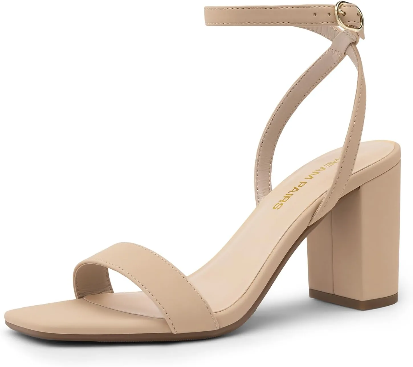 DREAM PAIRS Women's Chunky Heels Square Open Toe Ankle Buckle Strappy Block Heeled Sandals for Party Wedding Daily