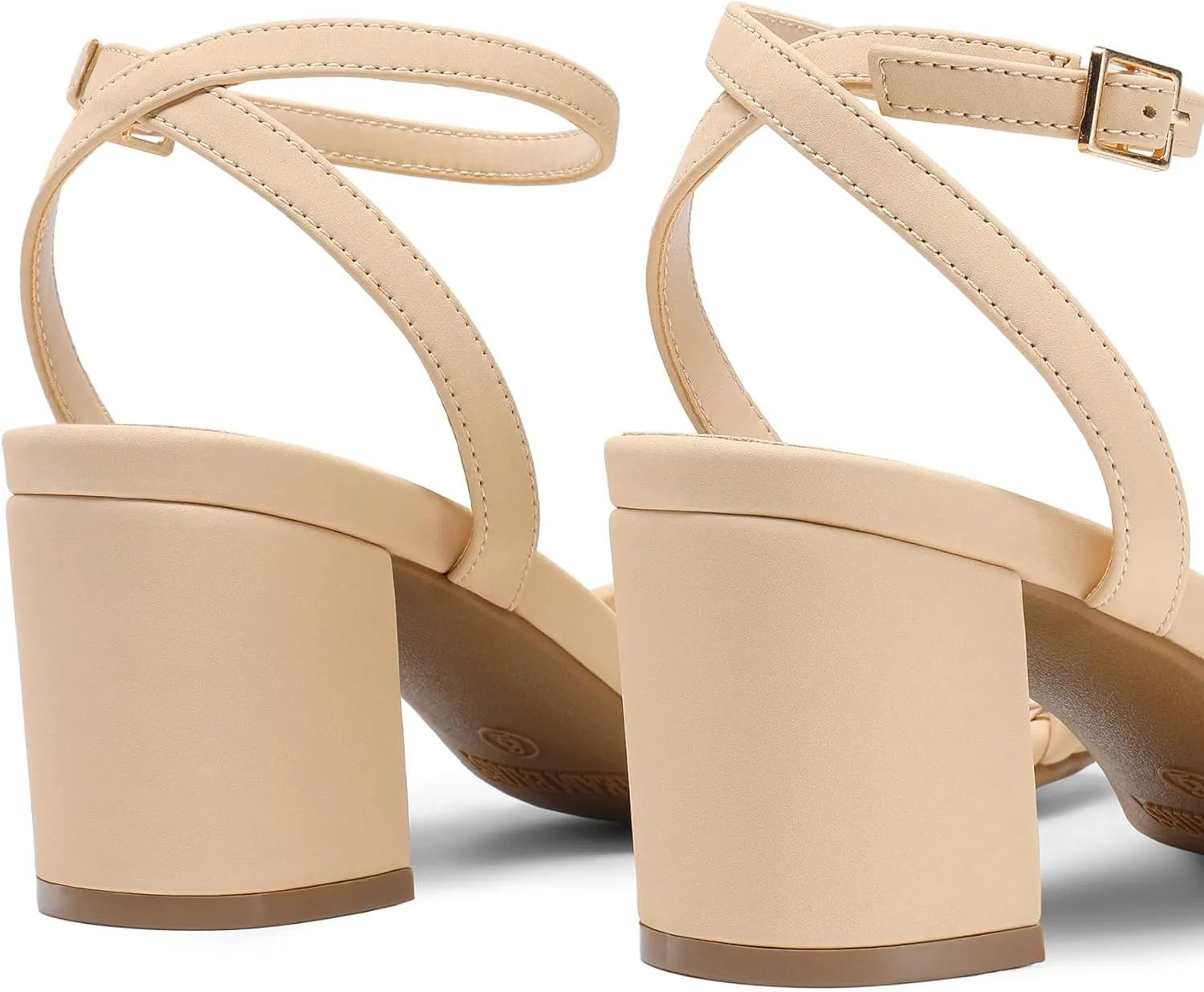 DREAM PAIRS Women's Chunky Strappy Heels Square Open Toe Ankle Buckle Low Heels Sandals for Daily Wedding Party Dress