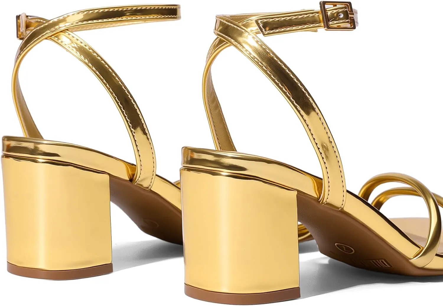 DREAM PAIRS Women's Chunky Strappy Heels Square Open Toe Ankle Buckle Low Heels Sandals for Daily Wedding Party Dress