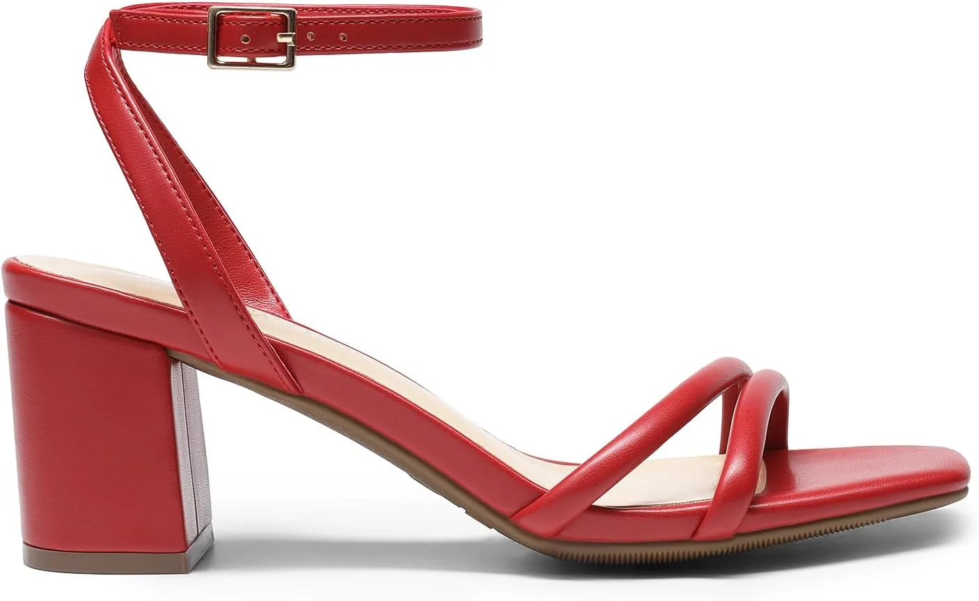 DREAM PAIRS Women's Chunky Strappy Heels Square Open Toe Ankle Buckle Low Heels Sandals for Daily Wedding Party Dress