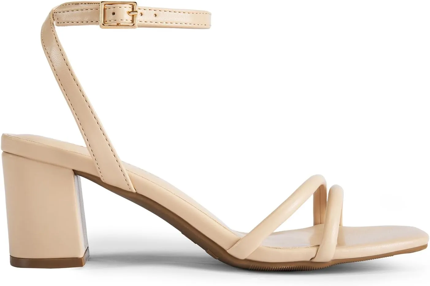 DREAM PAIRS Women's Chunky Strappy Heels Square Open Toe Ankle Buckle Low Heels Sandals for Daily Wedding Party Dress