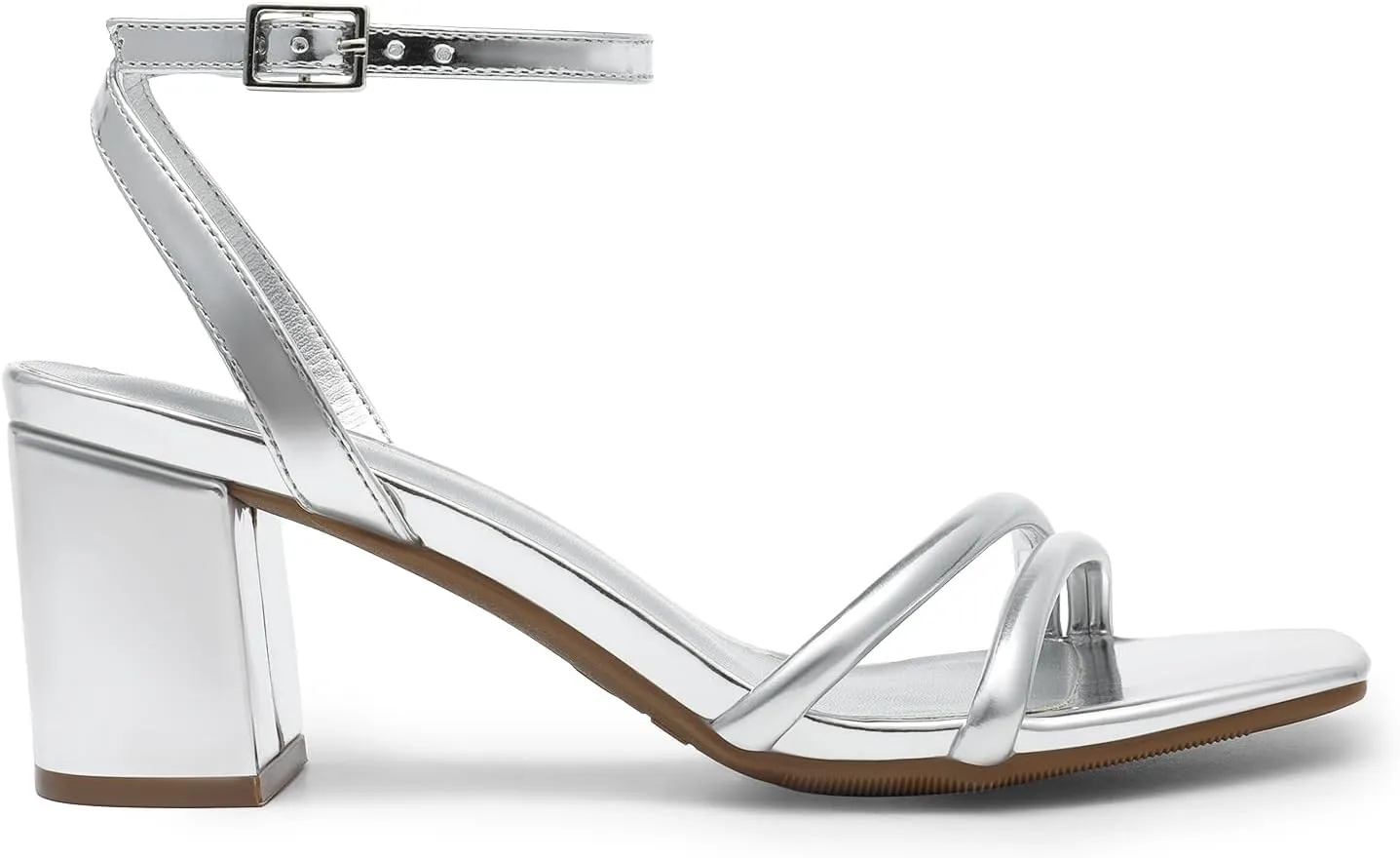 DREAM PAIRS Women's Chunky Strappy Heels Square Open Toe Ankle Buckle Low Heels Sandals for Daily Wedding Party Dress